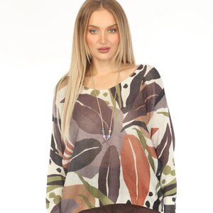 OL Leaf Print Mesh Top